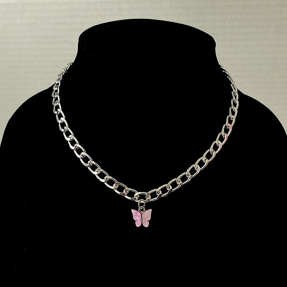 Butterfly Pendant Necklace in Silver